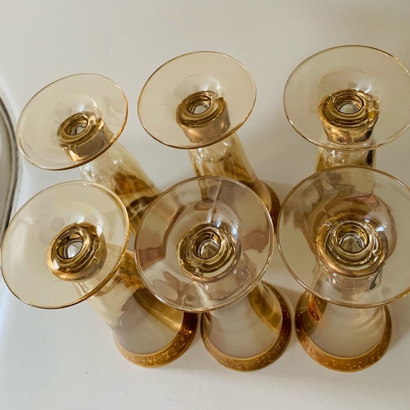 Vintage 24k Gold Trim Rare Gordial Glasses Italy Of 6 - Picture 11 of 16